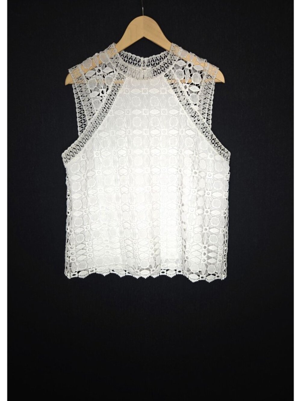 💙 Laundry by Shelli Segal White Floral Lace Size 14 Sleeveless Blouse Top